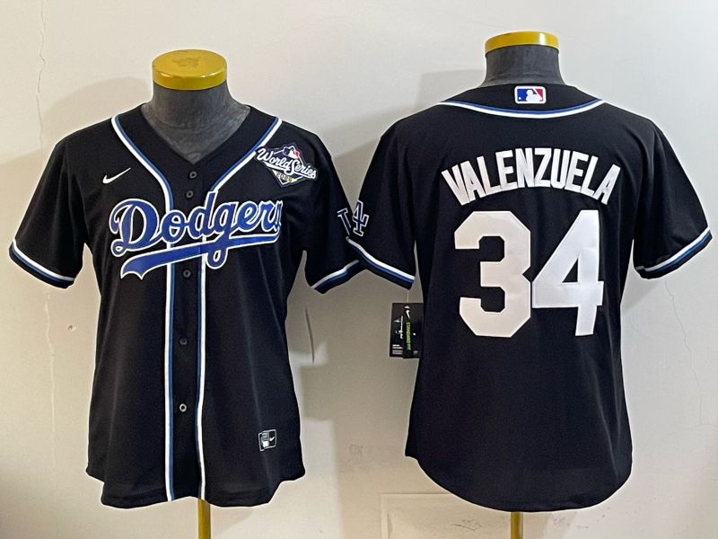 Women Nike 2026 Los Angeles Dodgers #34 Valenzuela Black Game MLB Jersey 03